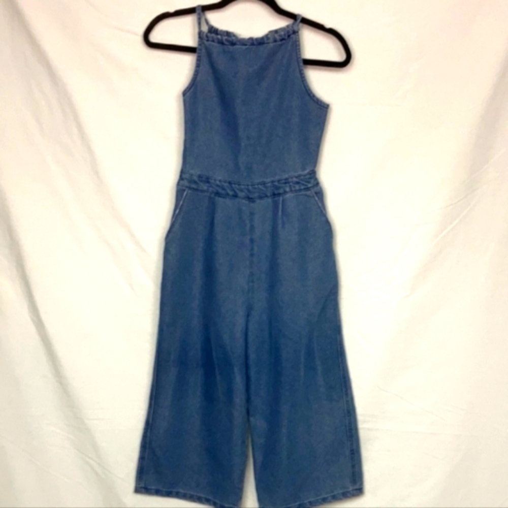 Denim & Co wide leg jean jumpsuit w corset back